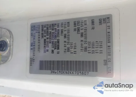 2019 Nissan Nv200 2.5S/2.5Sv from USA, damaged, VIN 3N6CM0KN2KK709807